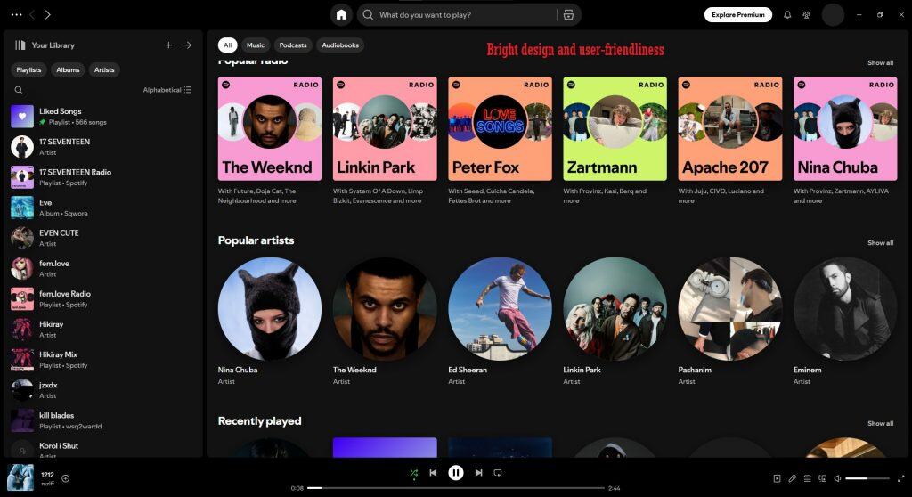Spotify interface