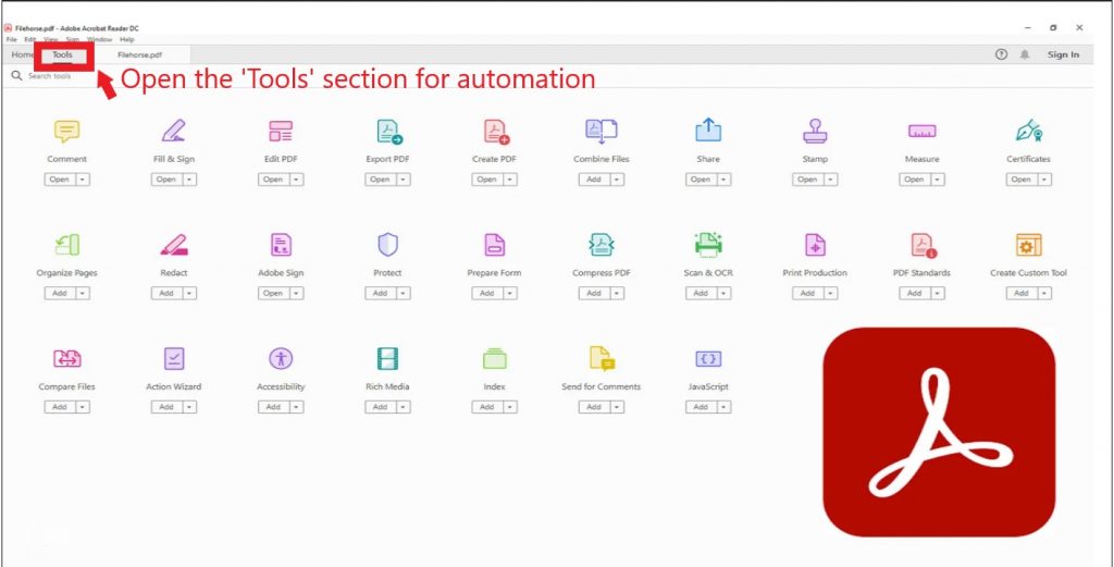 Open "Tools